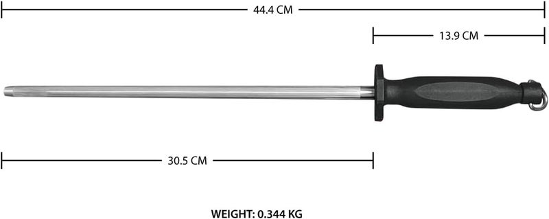 Kitchen Master 12 Inch Stainless Steel Sharpening Steel (Black) | Professional Honing Rod, KMK059 - Image 2